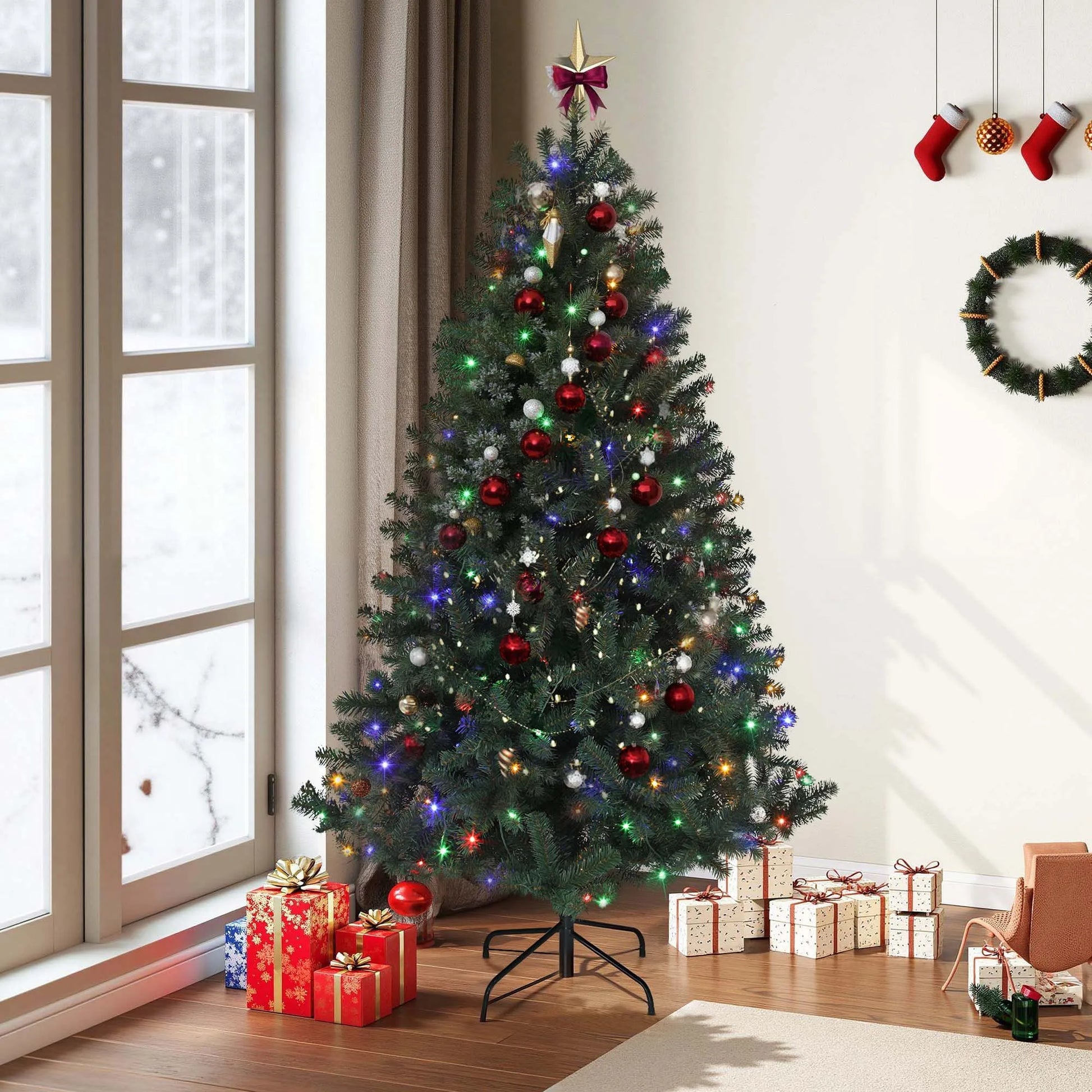 6ft Pre-Lit Christmas Tree – Slim Artificial Xmas Tree