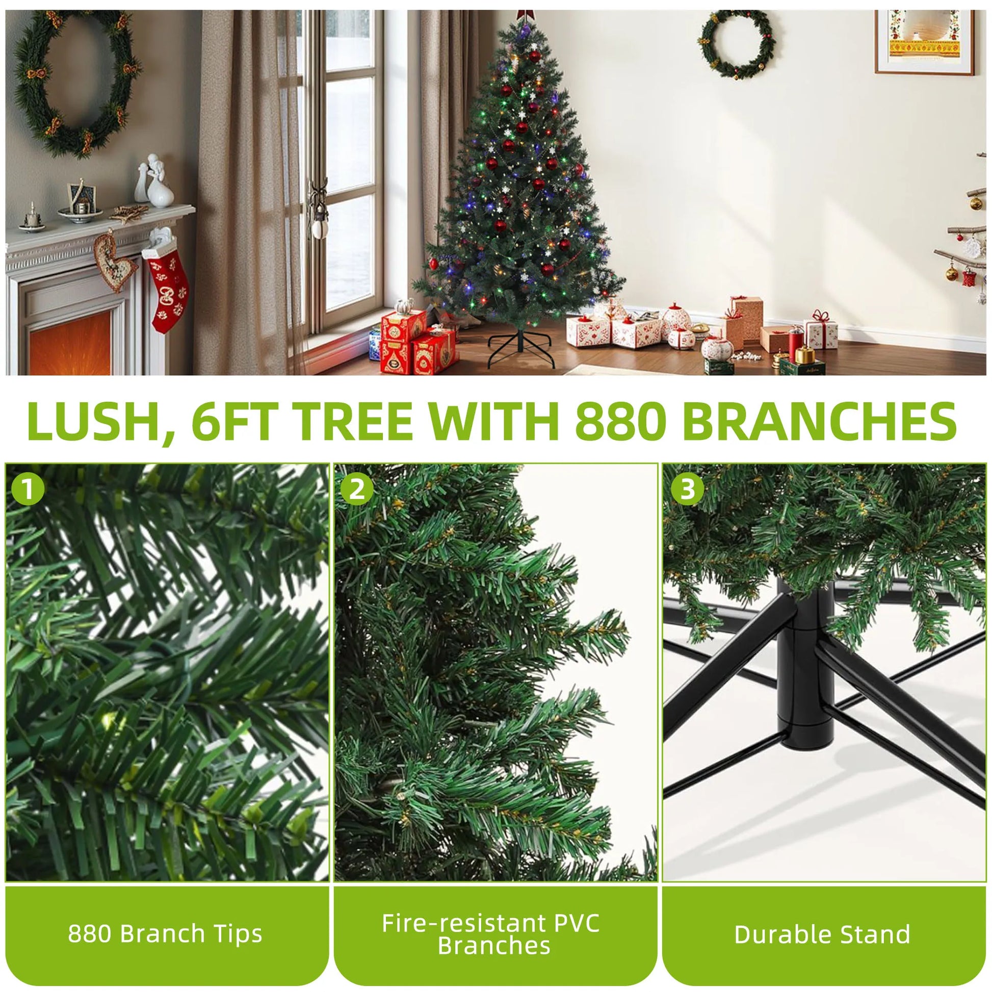 6ft Pre-Lit Christmas Tree – Slim Artificial Xmas Tree with Lights