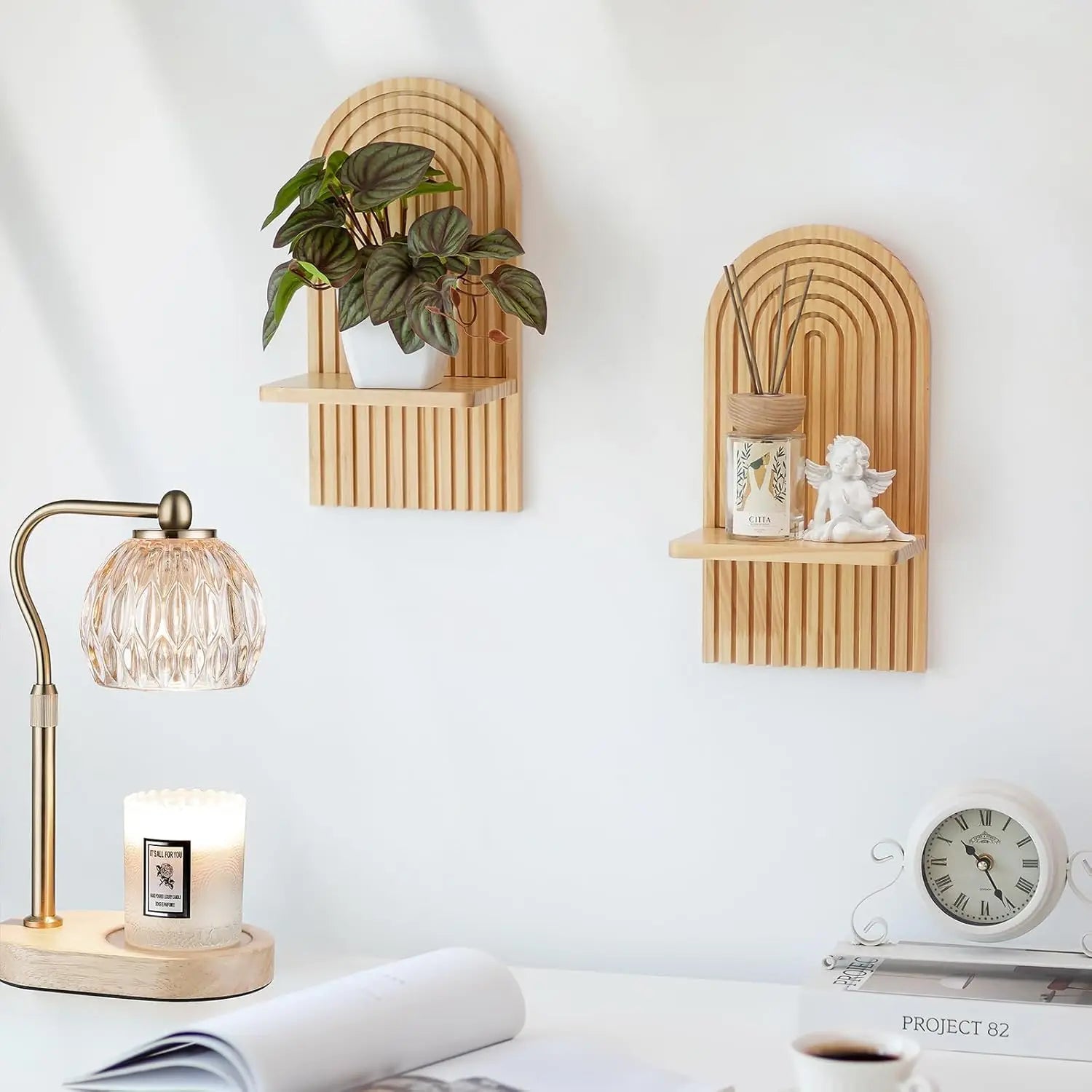 Boho Floating Wooden Shelves