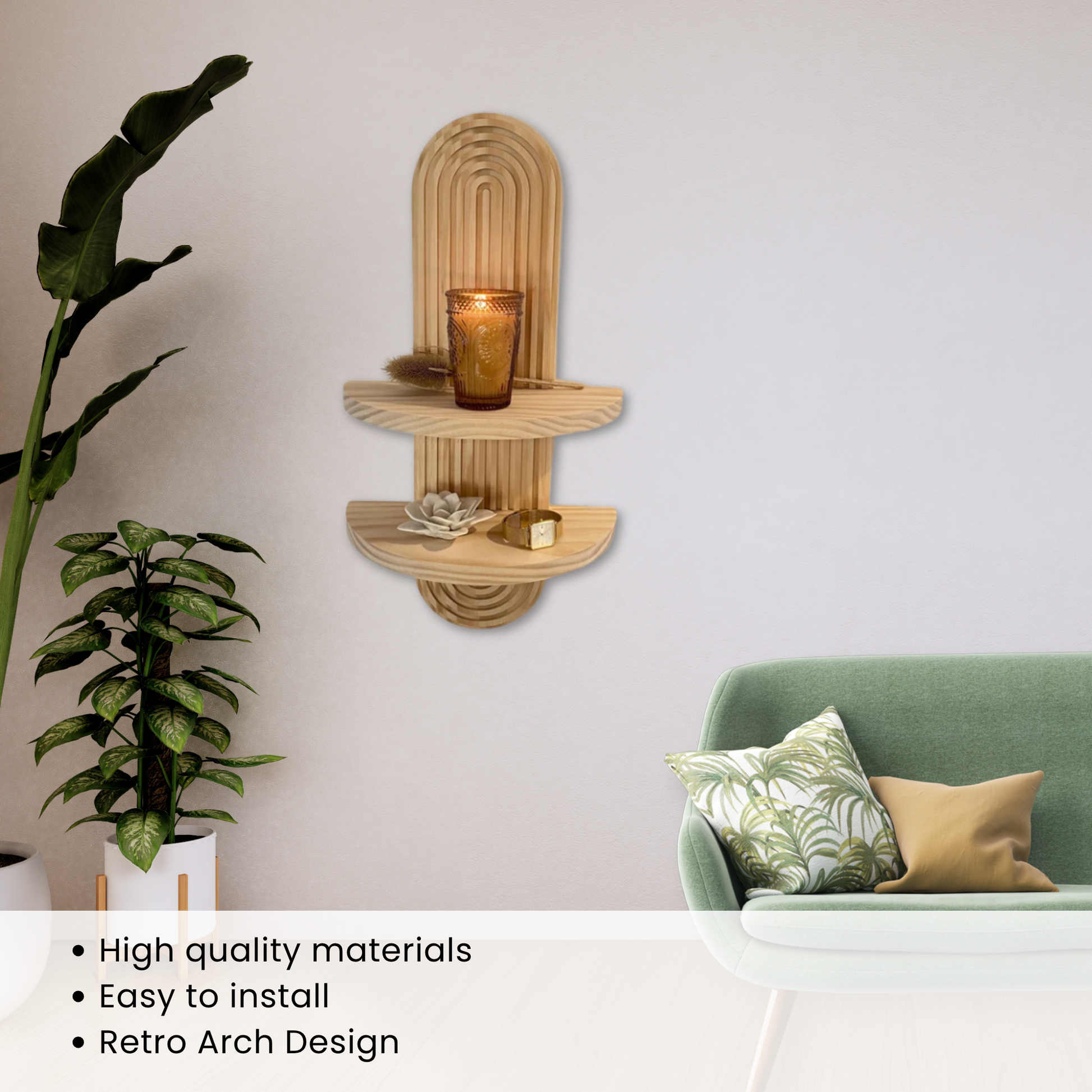 Boho Wooden Wall Shelf 