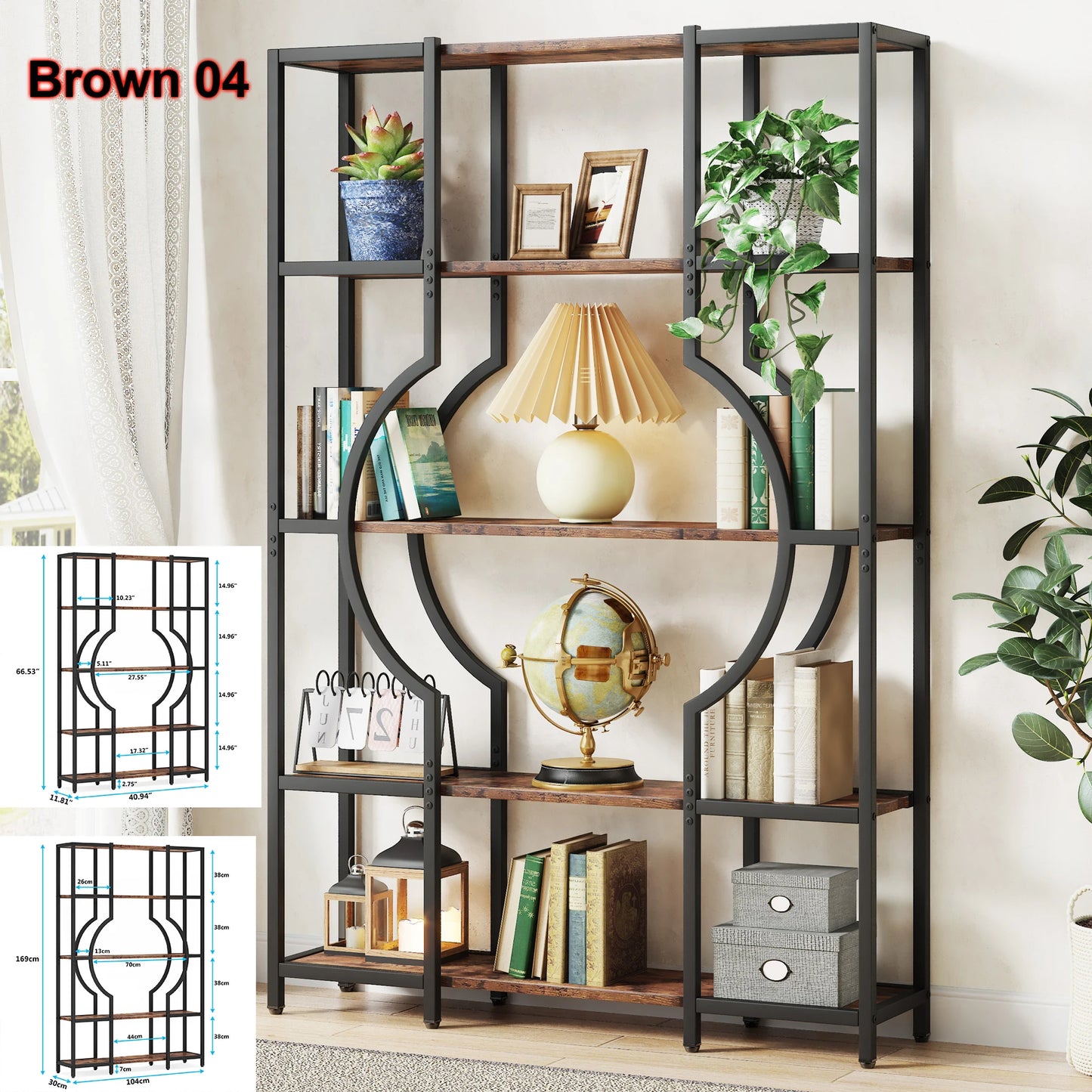  Book Shelf Display Tack Shelving Unit for Home Office Living Room