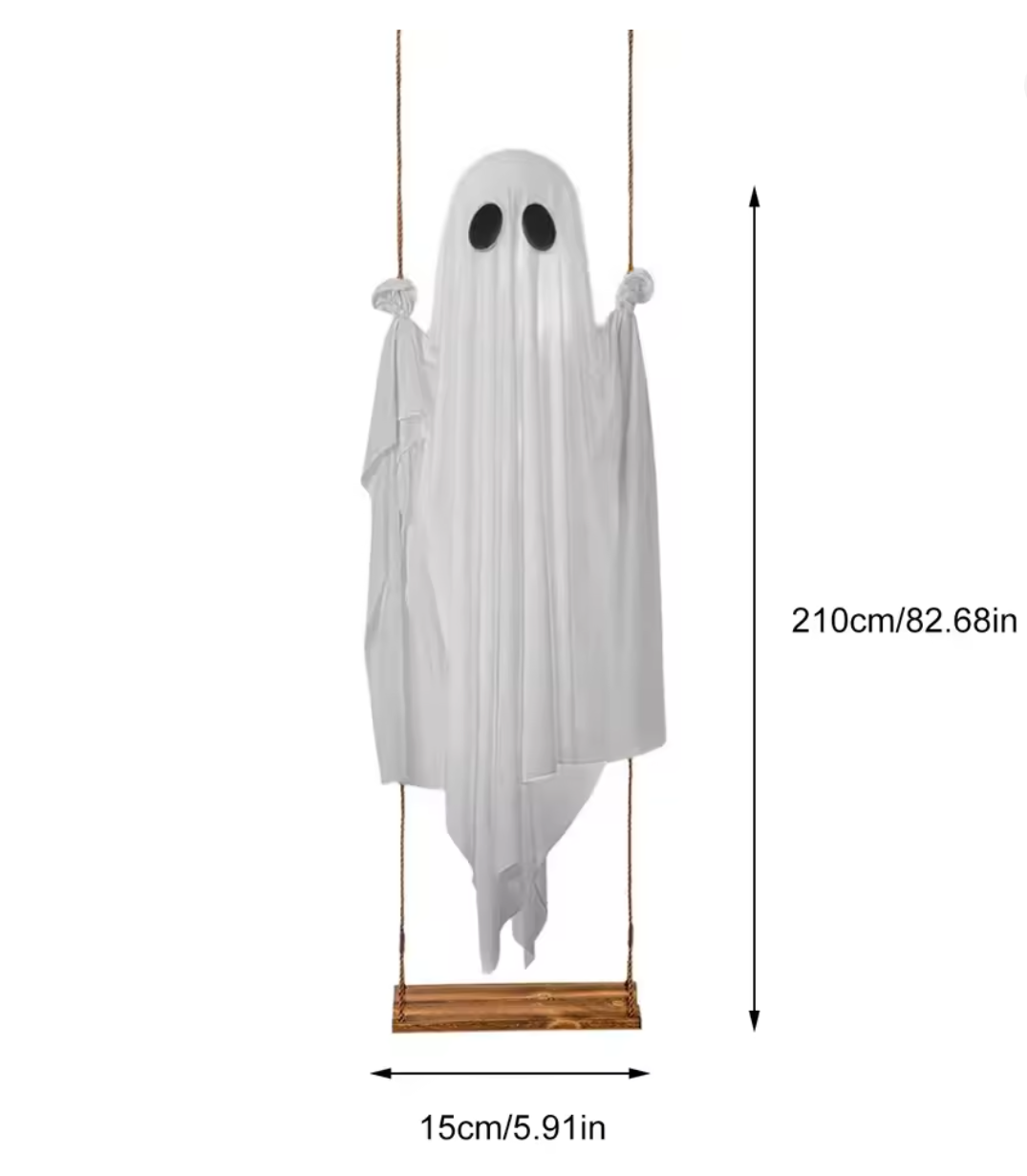 Halloween Swing Ghost – Outdoor Hanging Ghosts with Lights for Porch & Yard Decor