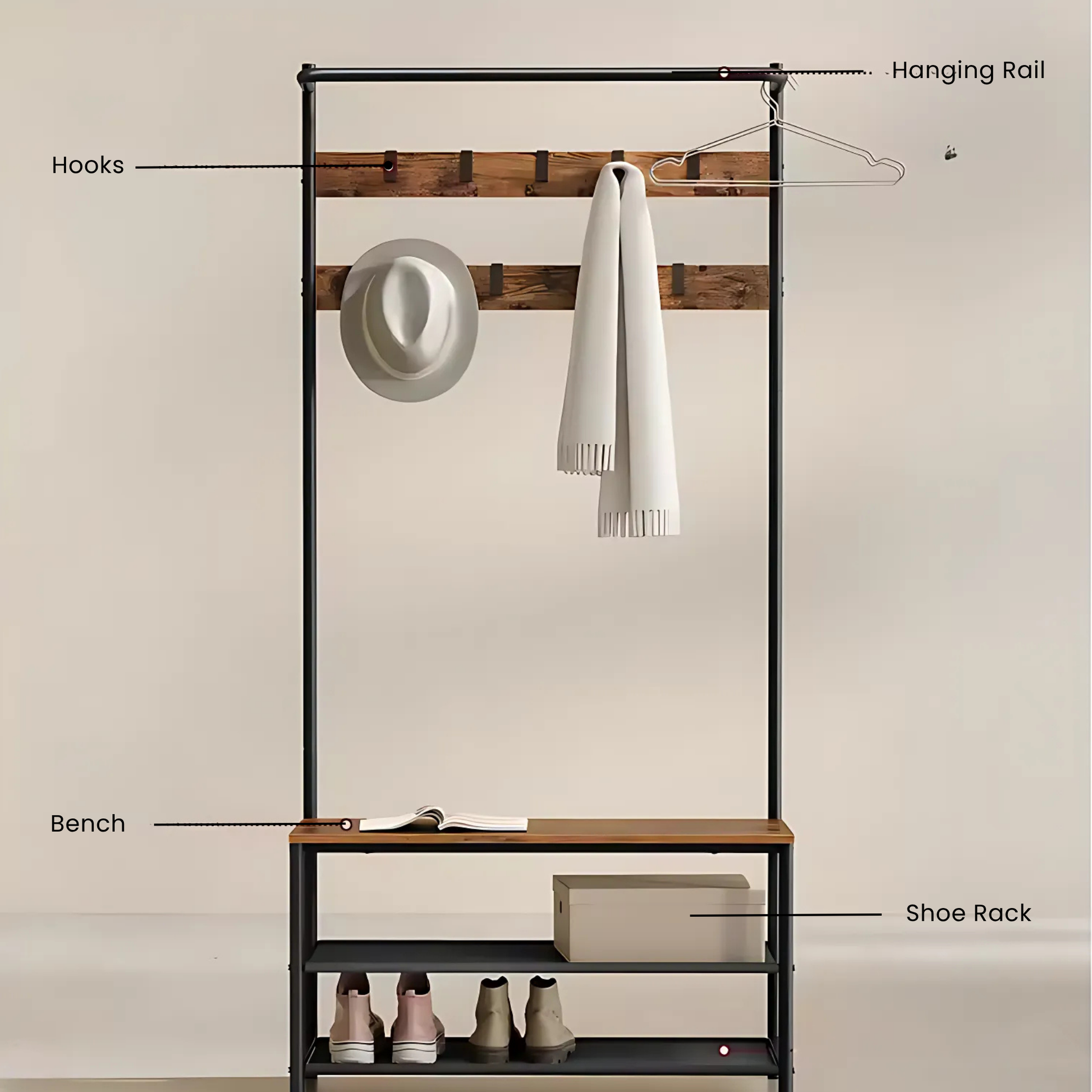 Stylish Entryway Hall Tree 