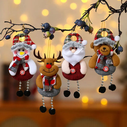 Fabric Elk, Bear, Santa & Snowman Dolls