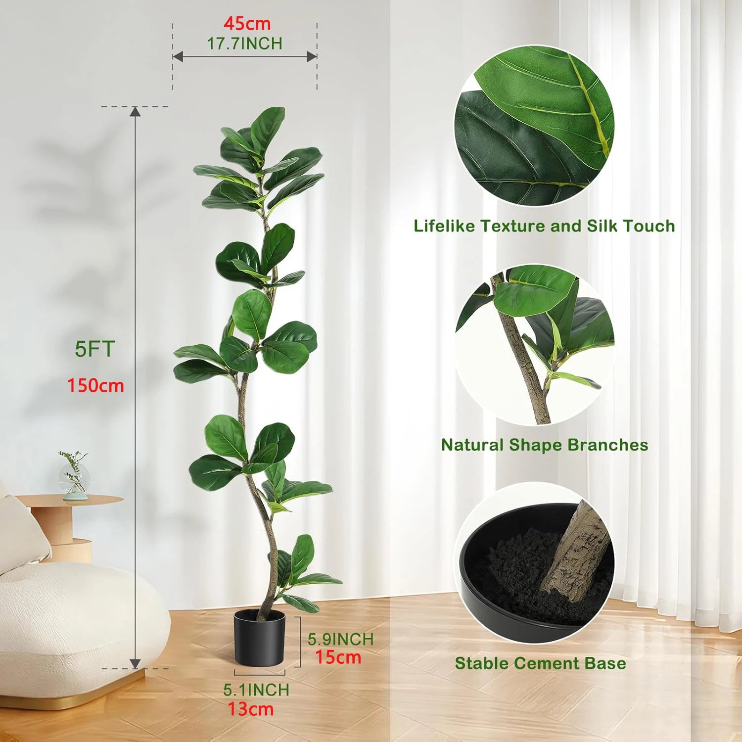  Faux Potted Fig Tree for Indoor Office