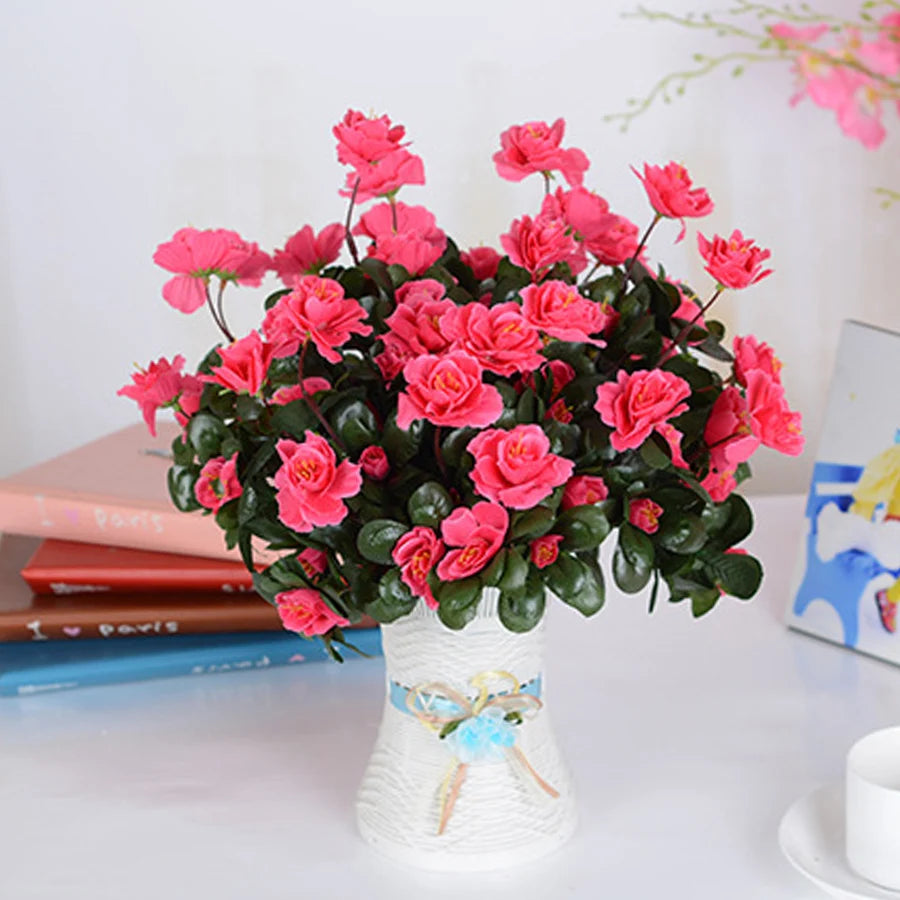 Outdoor Red Azalea Artificial Flower Bouquet – UV-Resistant 33cm Decorative Bush