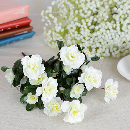 Outdoor Red Azalea Artificial Flower Bouquet – UV-Resistant 33cm Decorative Bush