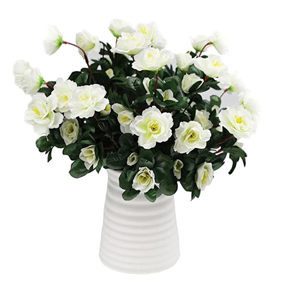 Outdoor Red Azalea Artificial Flower Bouquet – UV-Resistant 33cm Decorative Bush