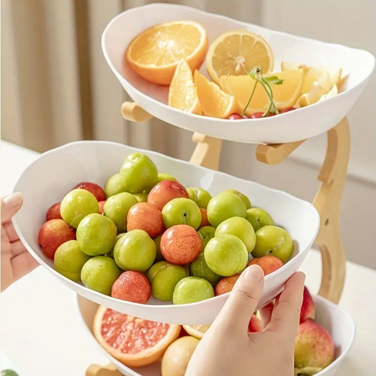 Plastic Vegetable Storage with Bamboo Wood,