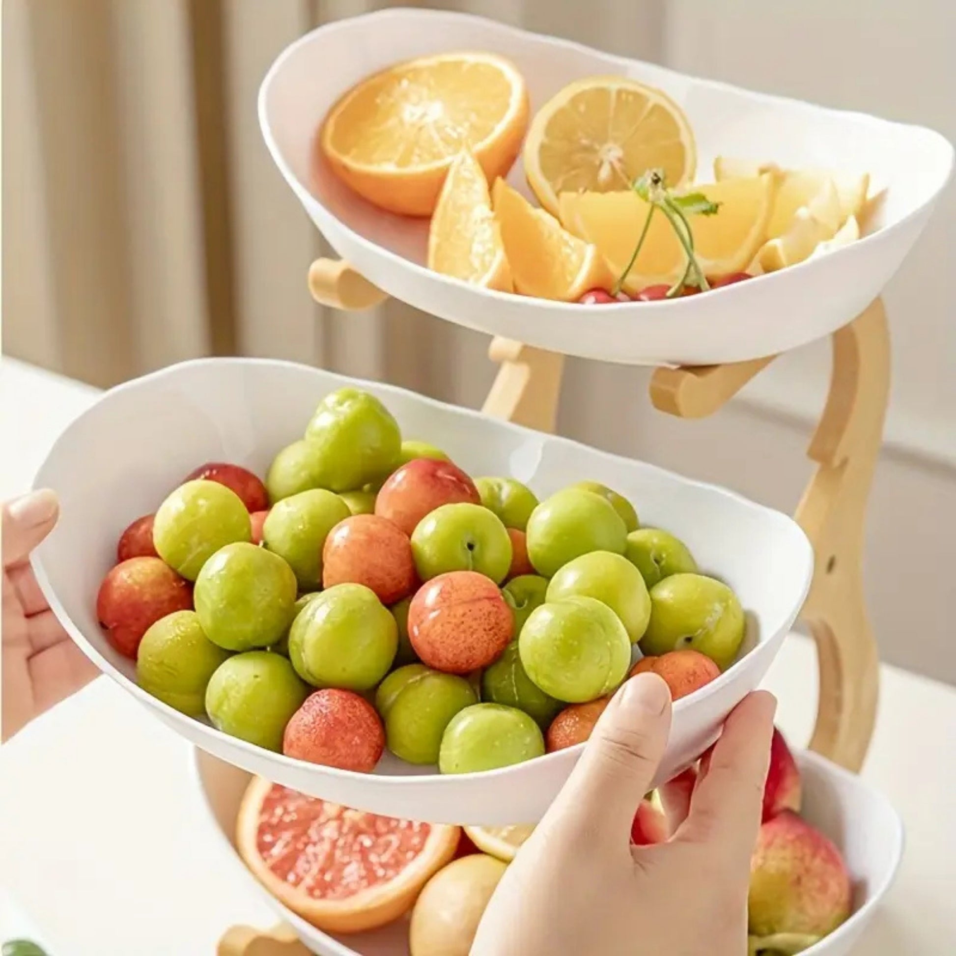 Plastic Vegetable Storage with Bamboo Wood,