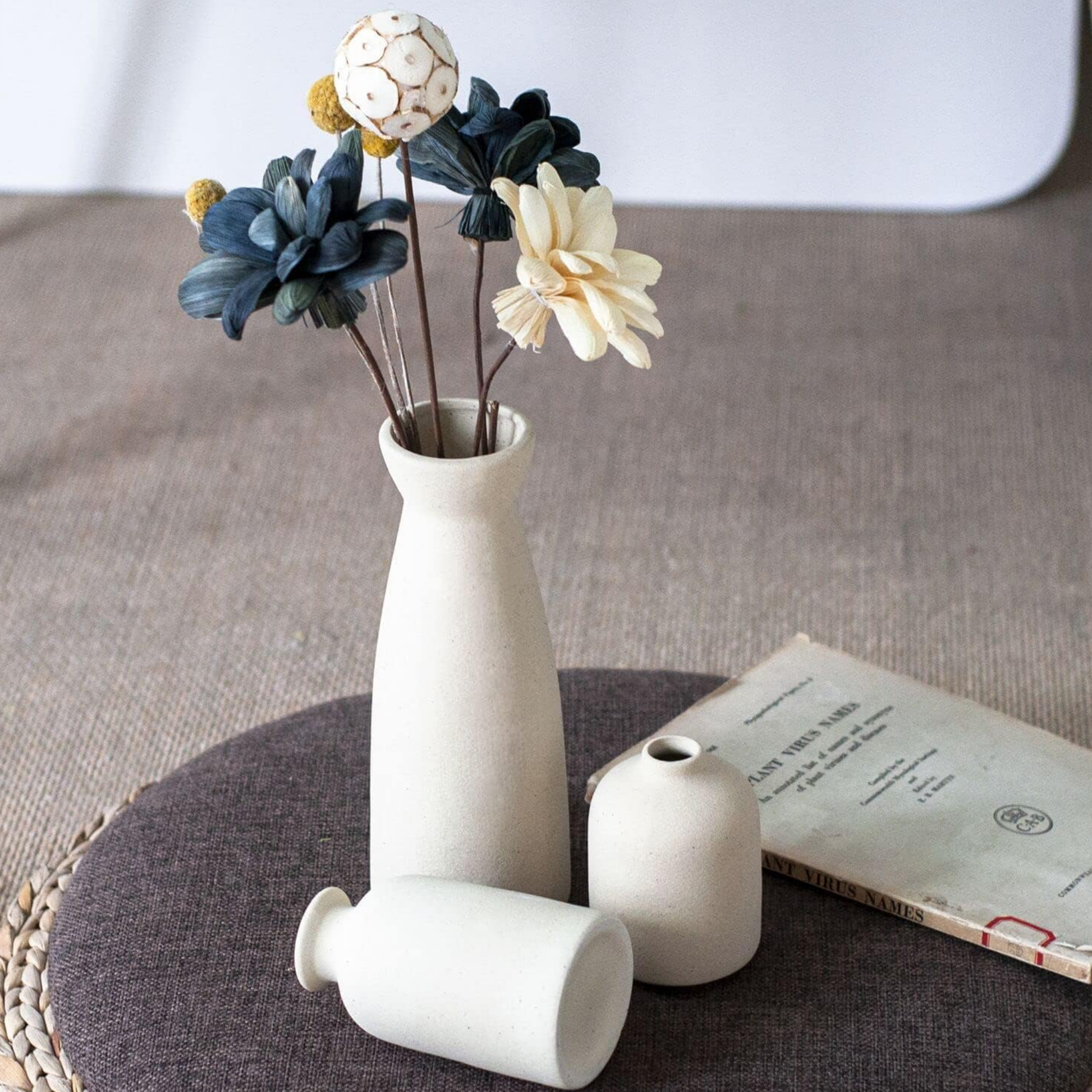 Modern Ceramic Vase Set – Table & Shelf Decor 3 pc