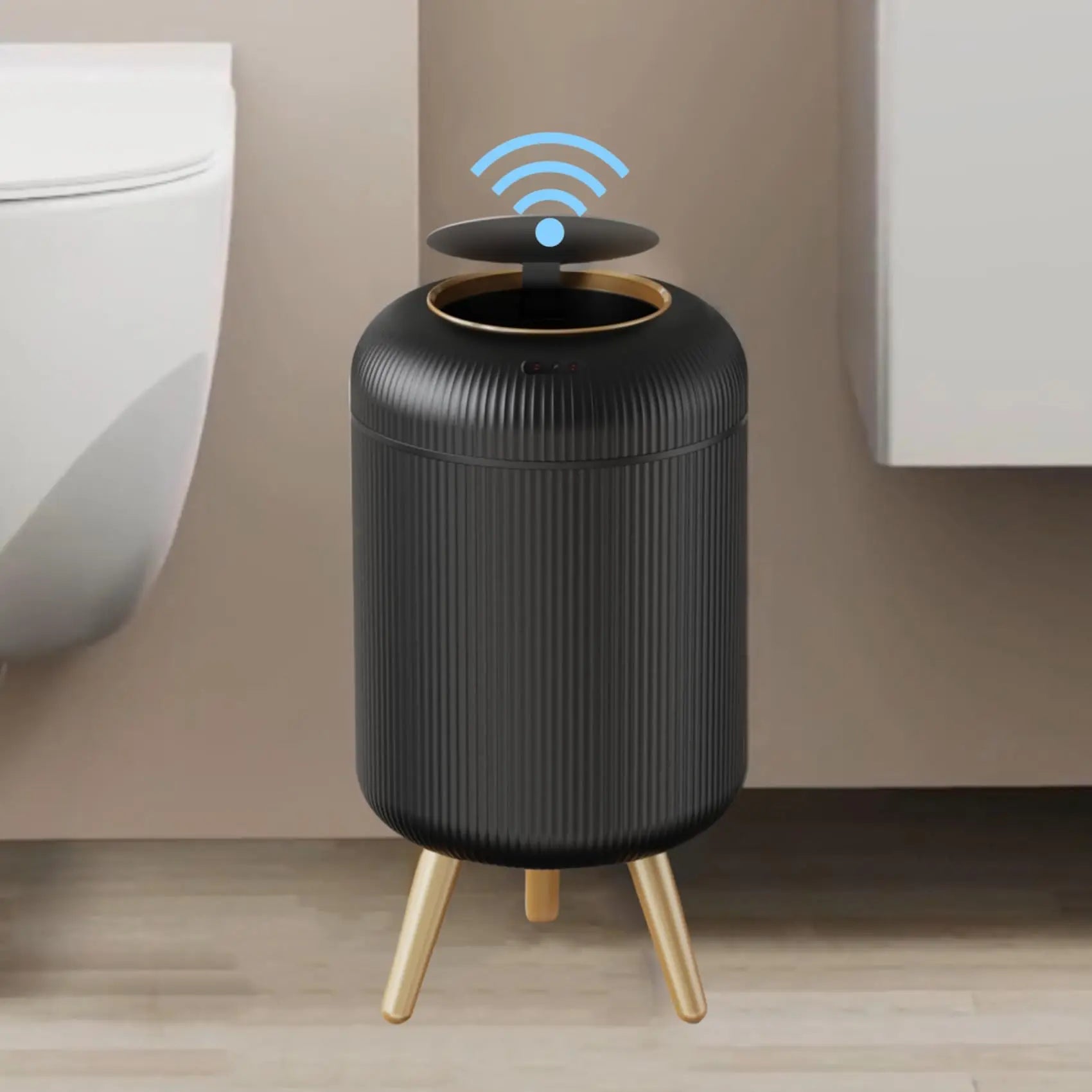 Motion-Activated Trash Can for Kitchen & Bath with stand Black 