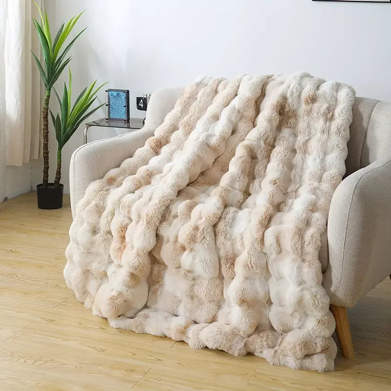 Rabbit Fleece Blanket Off white