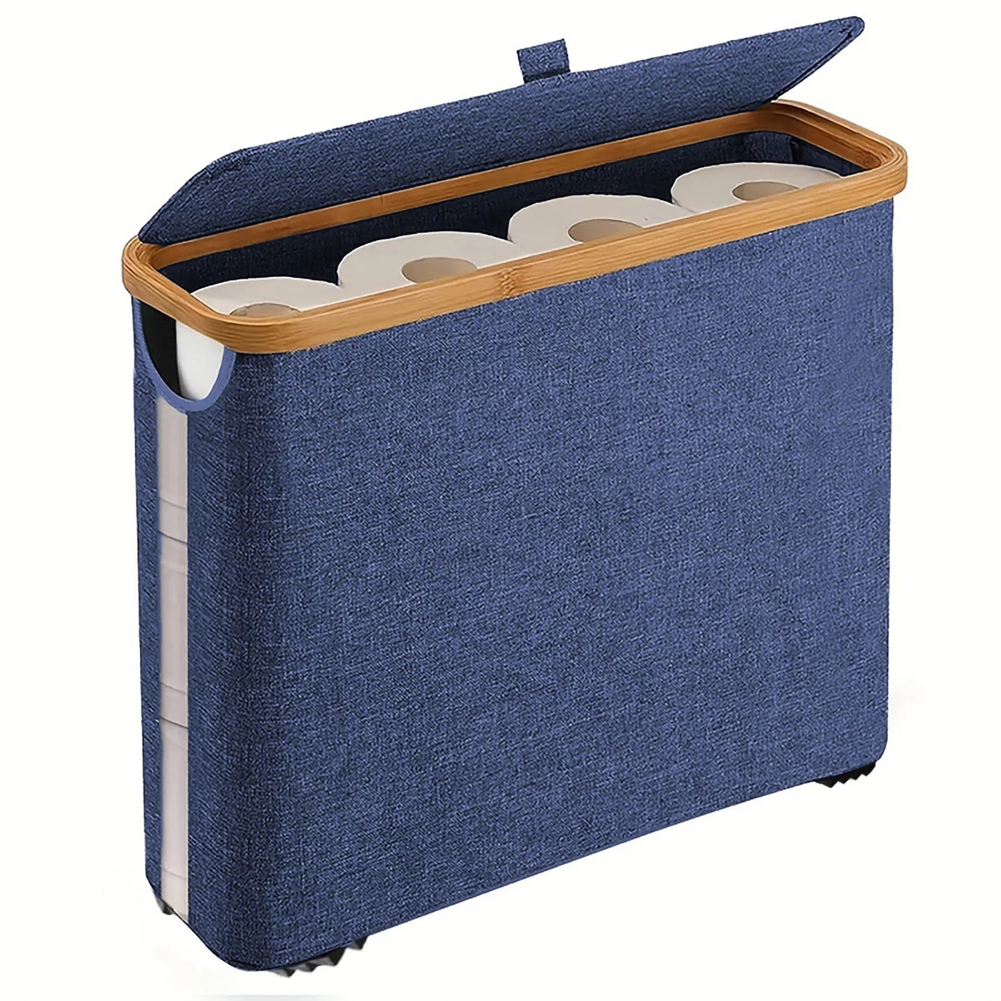 Bamboo Toilet Paper Storage Basket blue