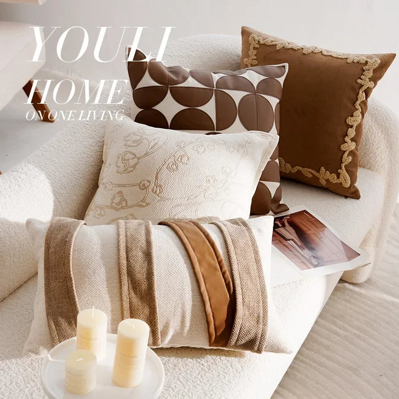 Light Luxury Throw Pillow Cover – Square Cushion Case for Sofa & Bed | Fall Pillow Covers