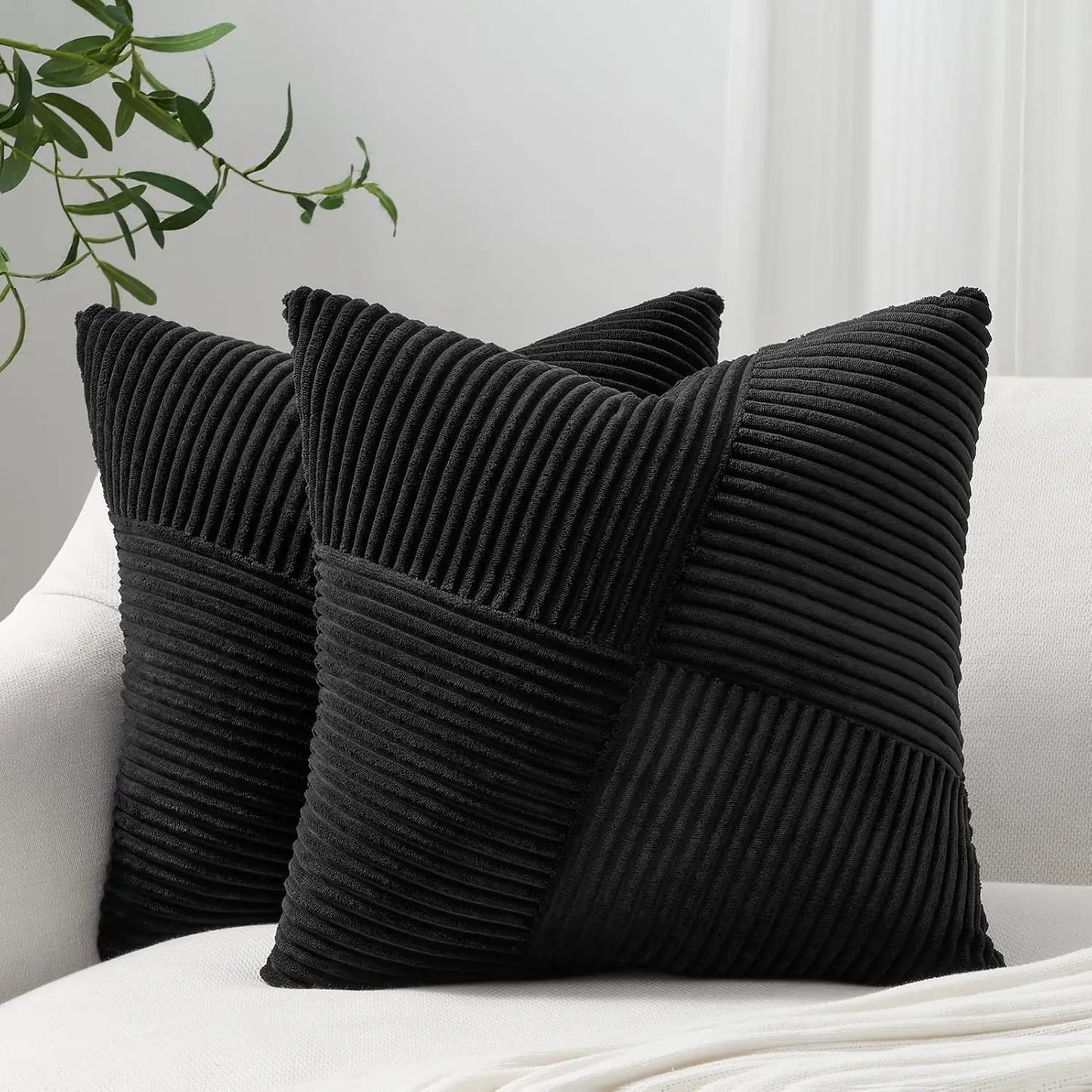 Decorative Throw Pillow Covers – Soft Corduroy Cushion Case 45x45cm | Neutral Spring Pillow Covers