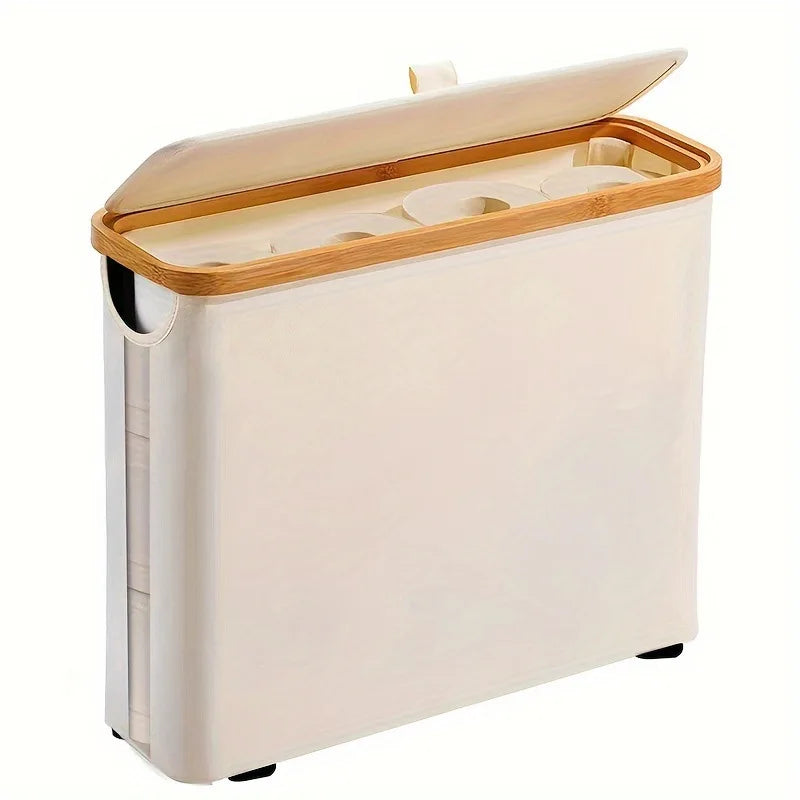 Bamboo Toilet Paper Storage Basket beige