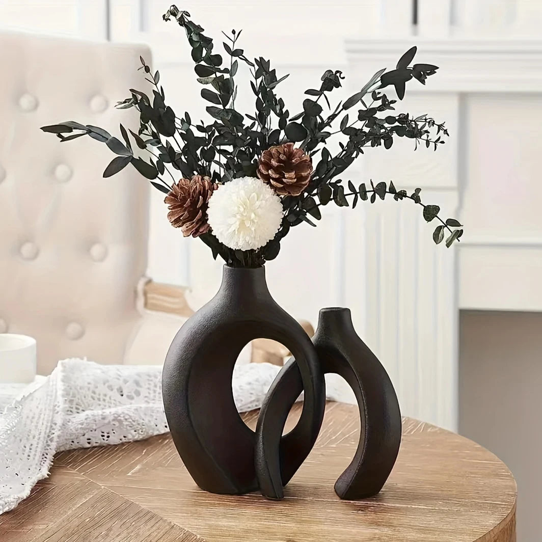 Minimalist Donut Vases – Modern Ceramic Set of 2