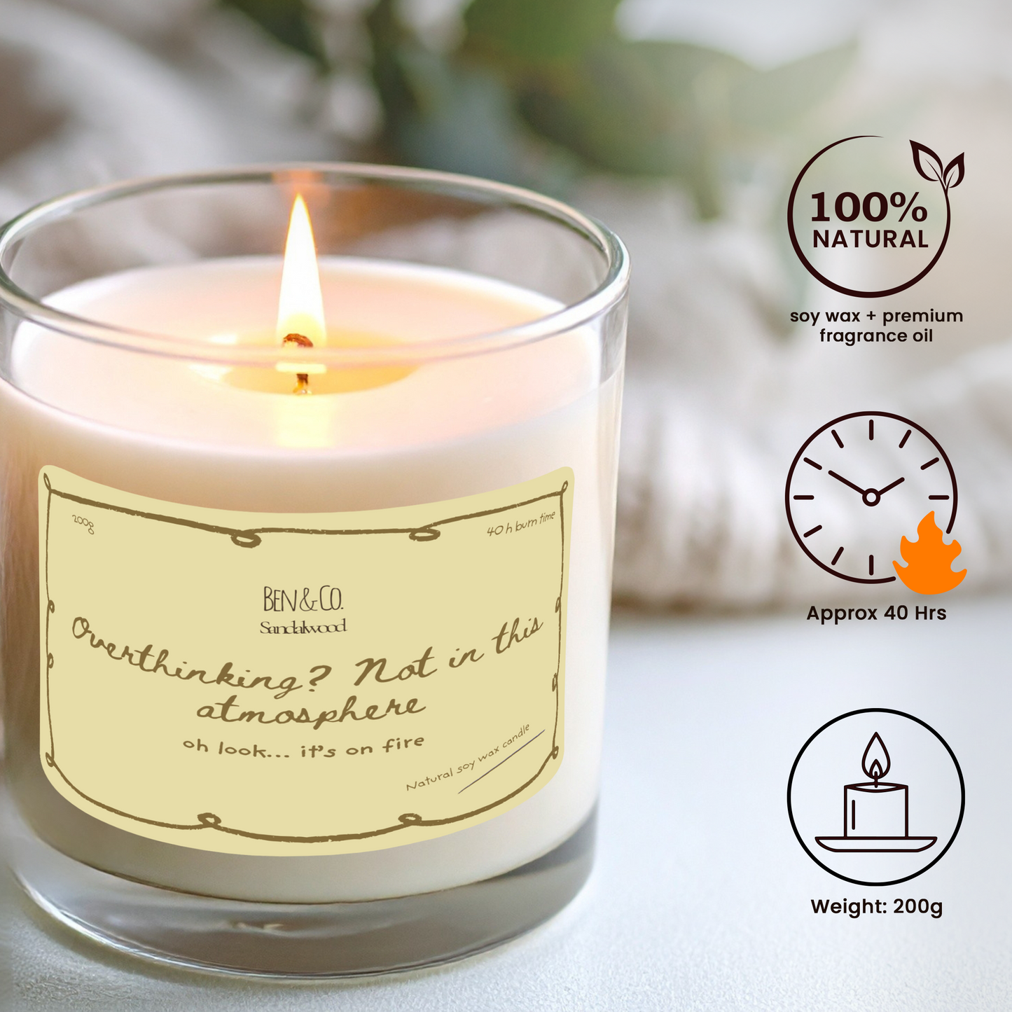 Ben & Co Sandalwood Escape – 100% Soy Wax Scented Candle