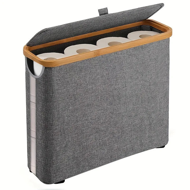 Bamboo Toilet Paper Storage Basket with Lid