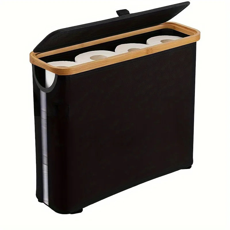 Bamboo Toilet Paper Storage Basket black