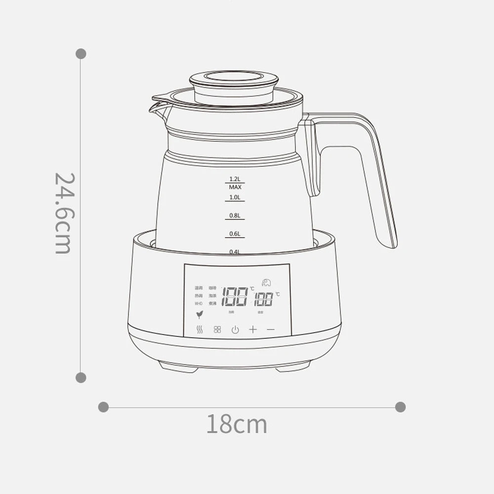 1.2L Electric Kettle with Thermostatic Control – Baby Milk Warmer & Hot Water Boiler