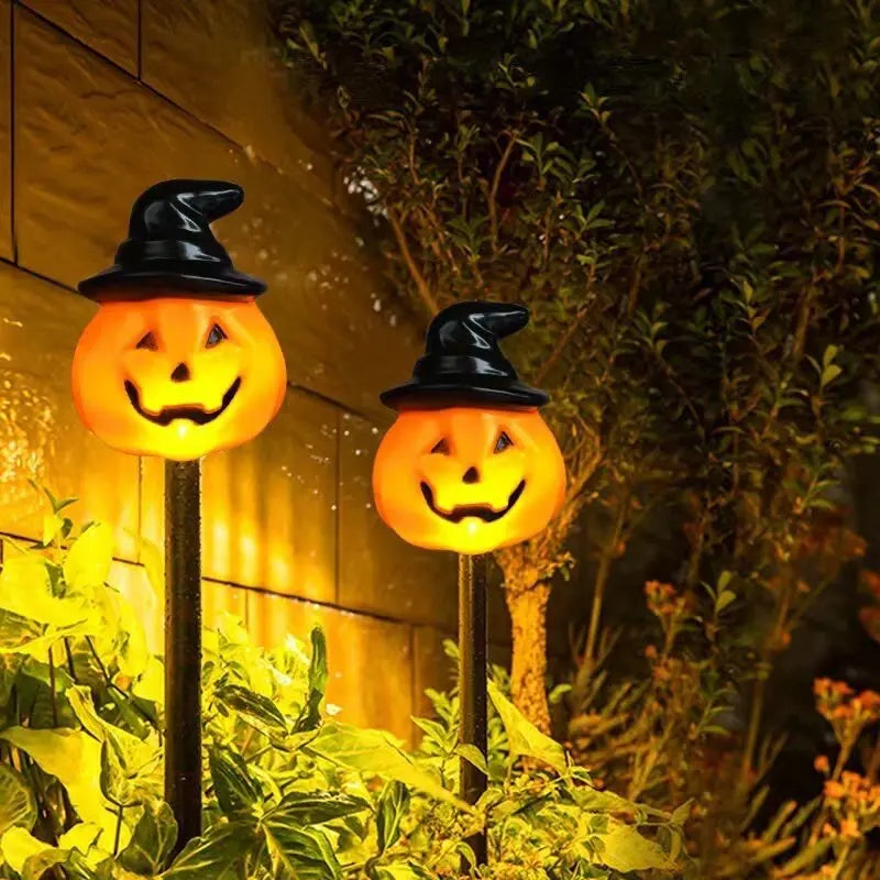 Solar Powered Halloween Pumpkin Lights – 5-Pack LED Garden Stakes