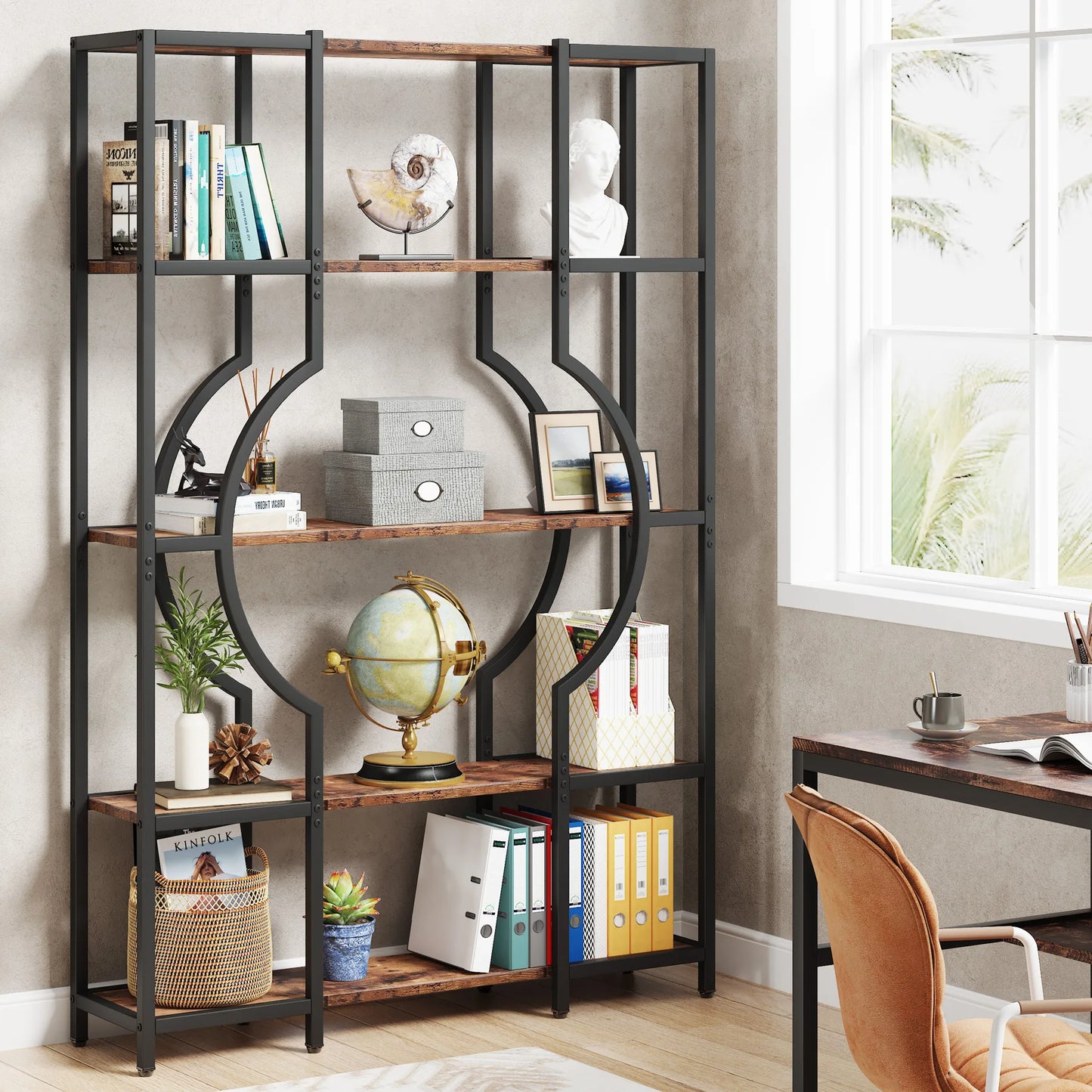  Tall Bookshelf with 8 Open Storage Shelf