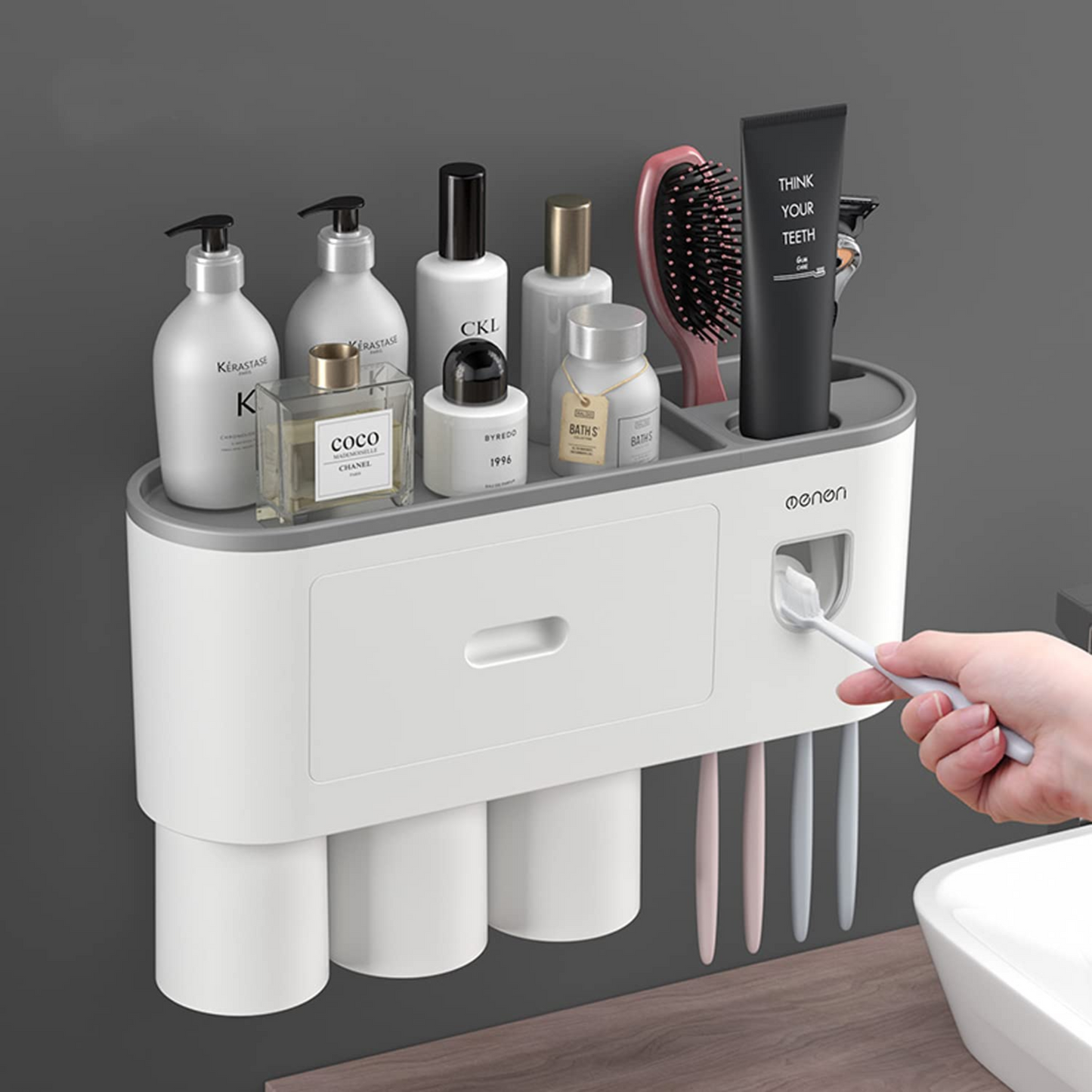 Wall-Mounted Magnetic Toothbrush Organizer
