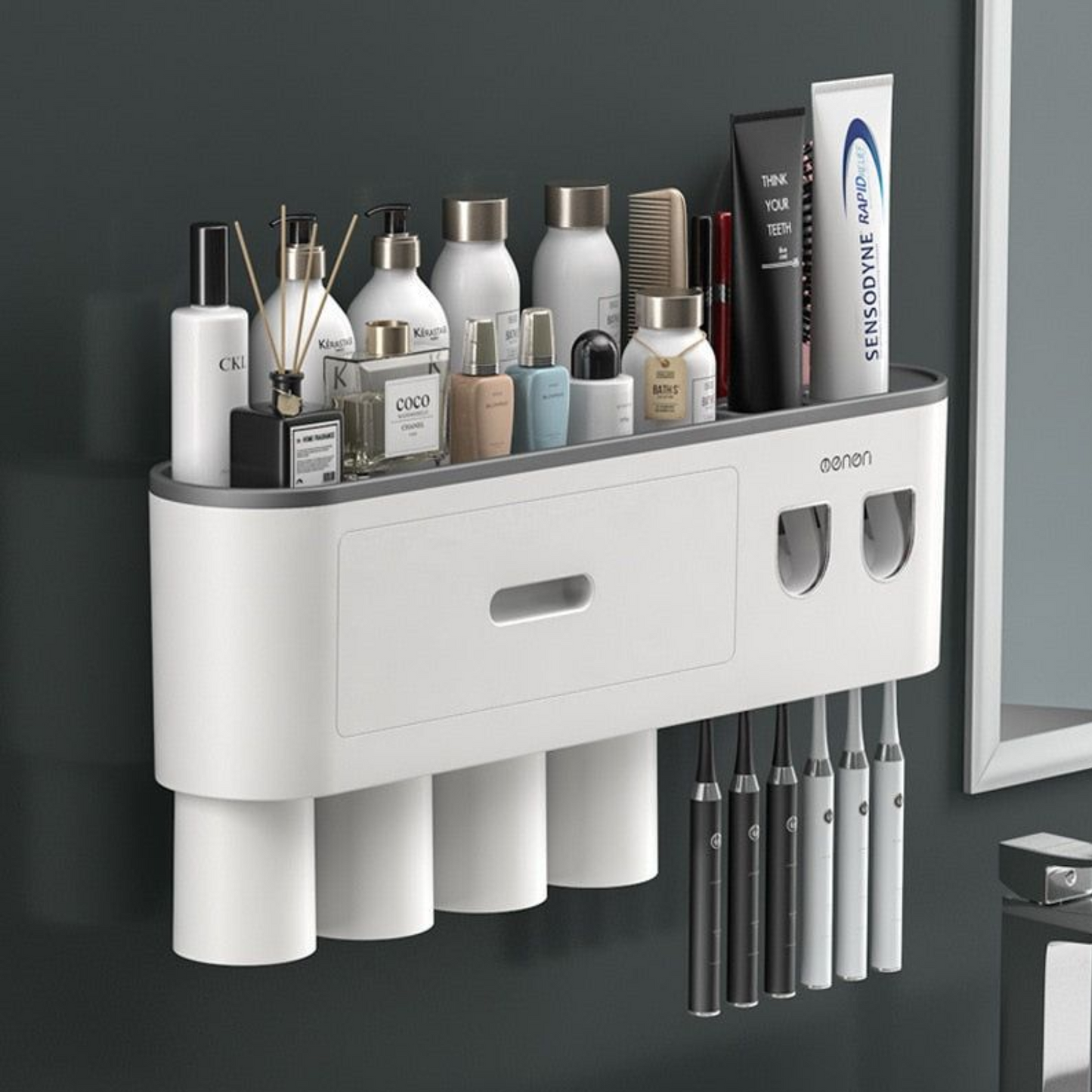 Wall-Mounted Magnetic Toothbrush Organizer