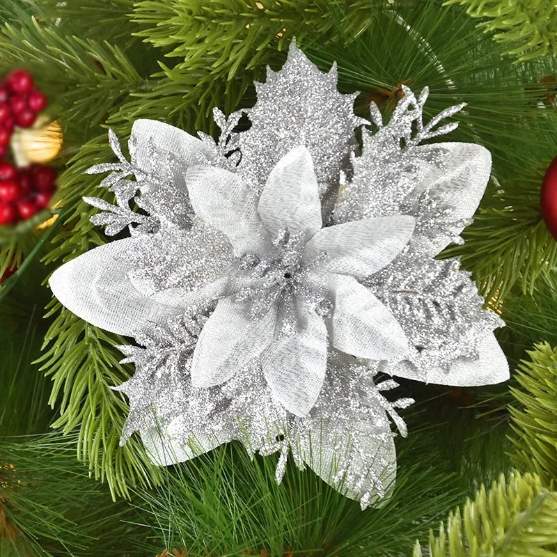 Traditional Christmas Flowers Silver 