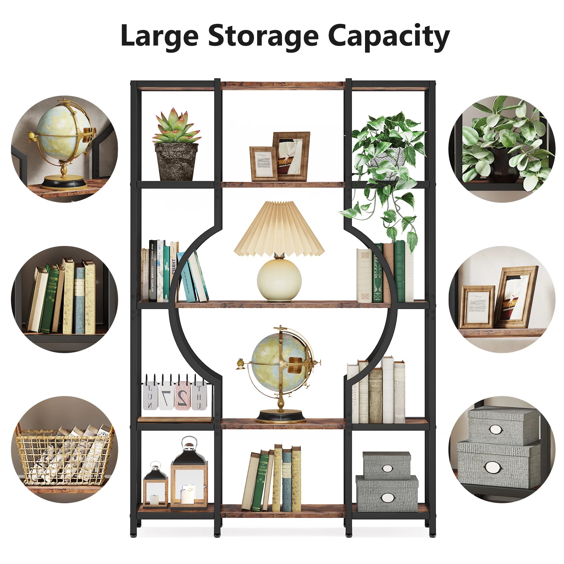 Tribesigns Bookshelf, Industrial 5-Tier Etagere