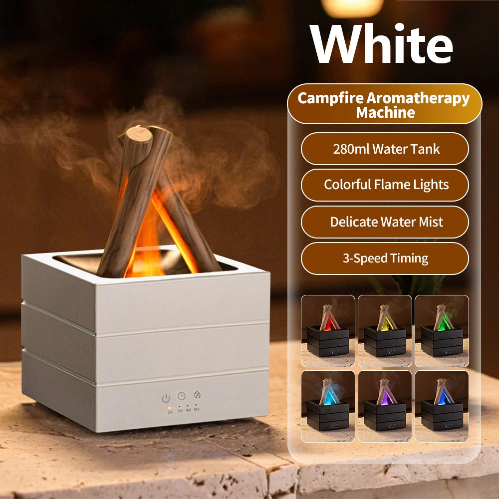USB aromatherapy humidifier with flame light