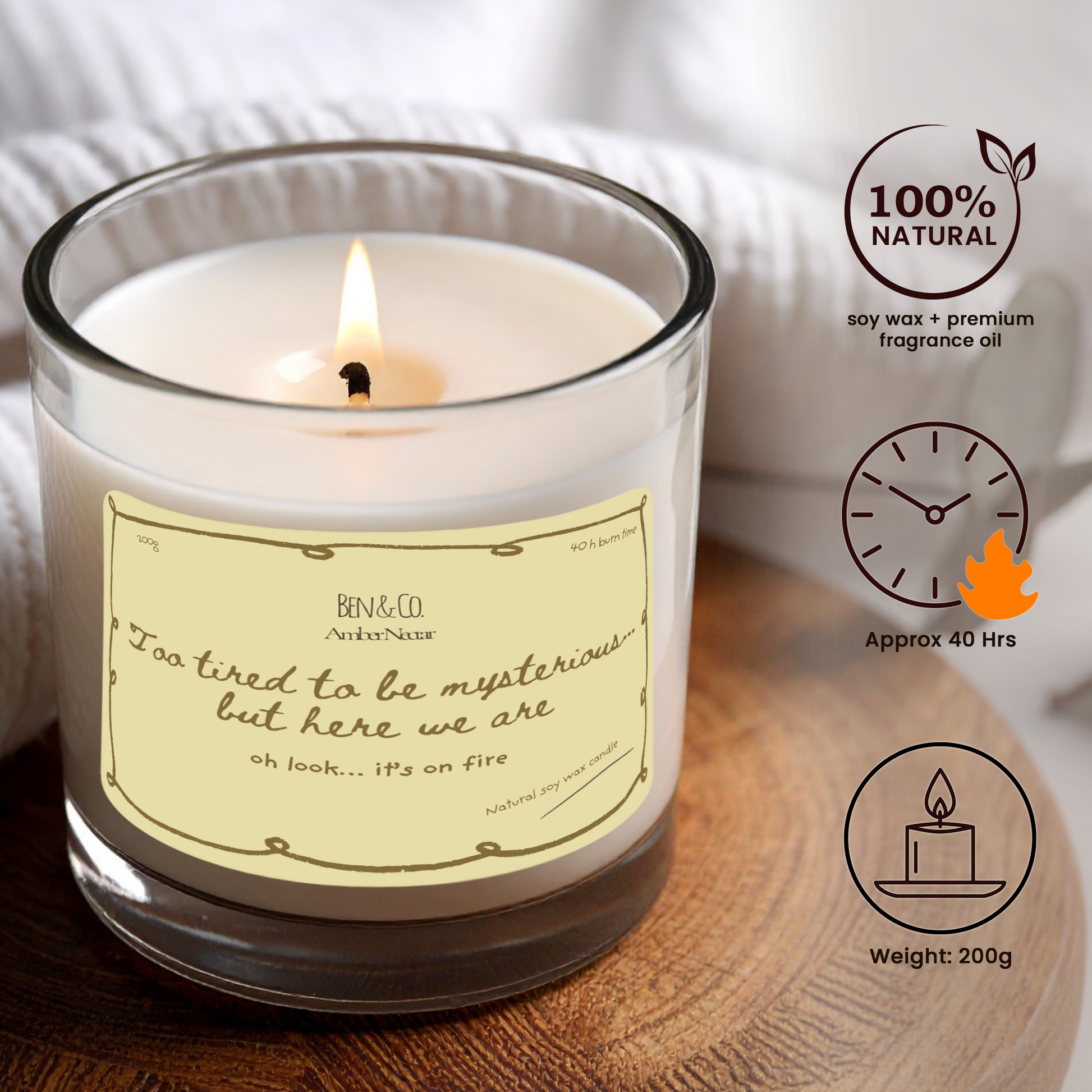 Ben & Co Amber Nectar – 100% Soy Wax Scented Candle -