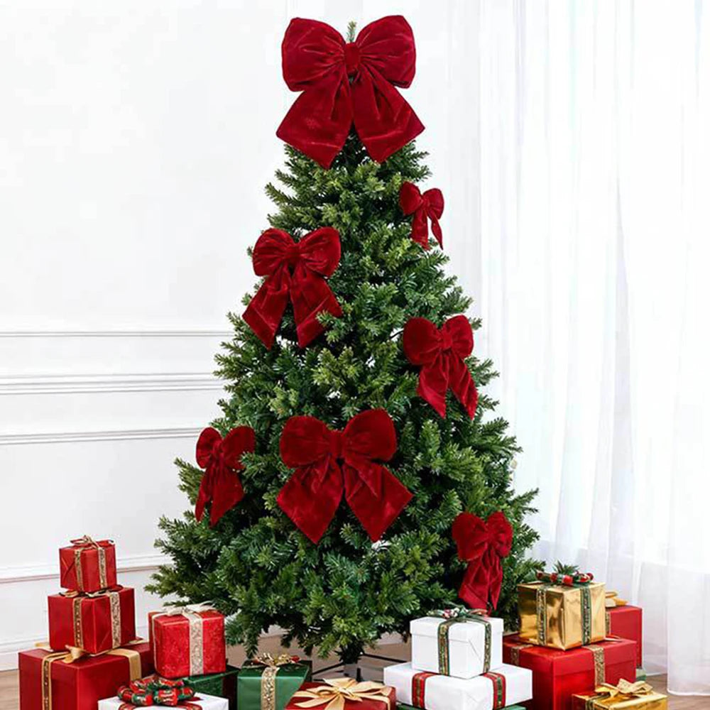 red bows for christmas tree
